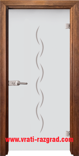 Стъклена интериорна врата модел Gravur G 13-1 с каса Златен дъб